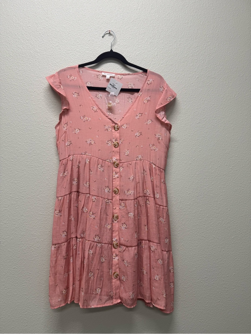 NWT Blu Pepper Pink Floral Button-Front Tiered Dress, Summer, Multiple Sizes
